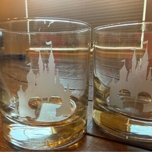 Etched Disneyland Castle Whiskey Rocks Glasses - Set of 2